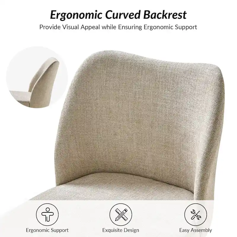 Solid Wood Dining Chair Set of 4 with Curved Backrest