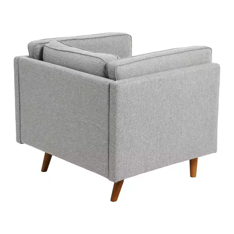 Modern Upholstered High Sided Arm Chair with Solid Wood Legs