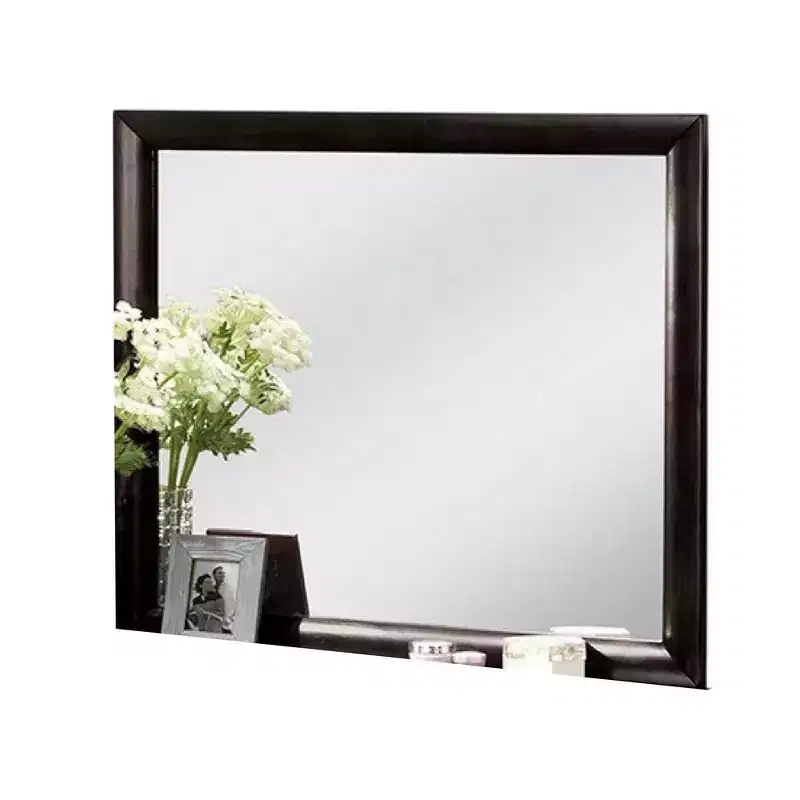 Dresser Vanity Mirror, 40 Inch Modern Black Wood Frame