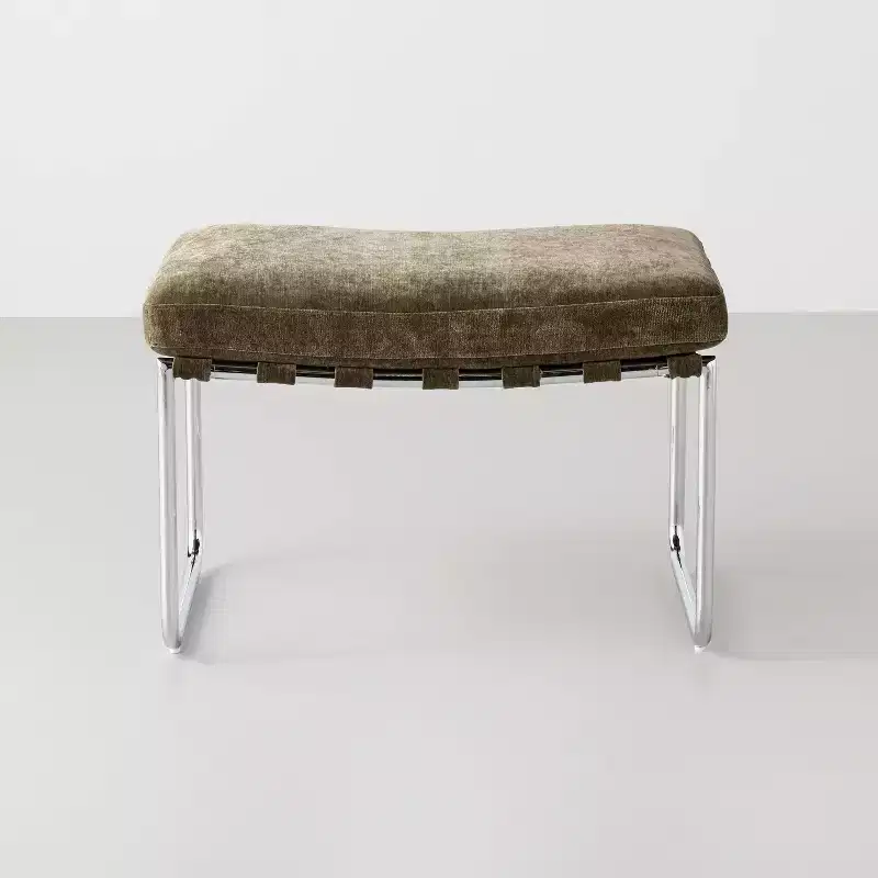 Modern Ottoman with Chrome Frame