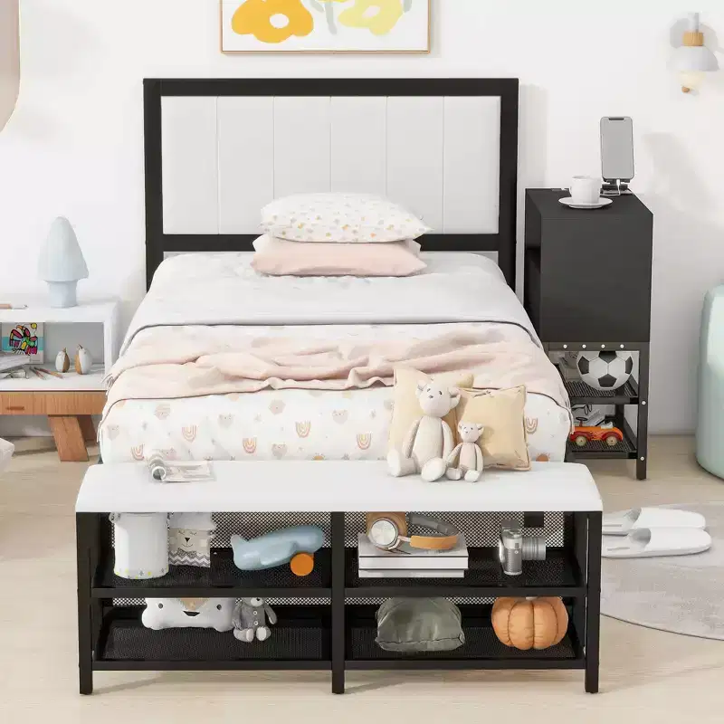 MAYEERTY Teddy Fleece Upholstered Platform Bed with Underbed Storage, Curved Design & Sturdy Solid Frame