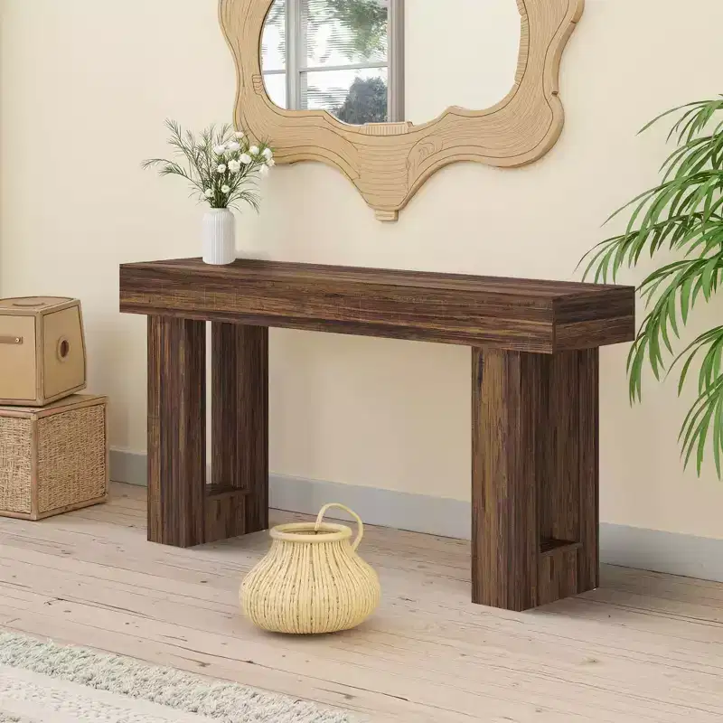 MAYEERTY 63-Inch Country-Style Wooden Sofa Table, Rustic Entryway Accent Table