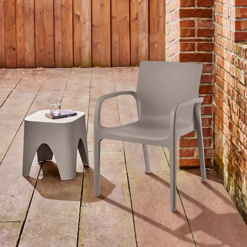 Alissa Resin Stackable All-Weather Dining Armchair, Set of 2