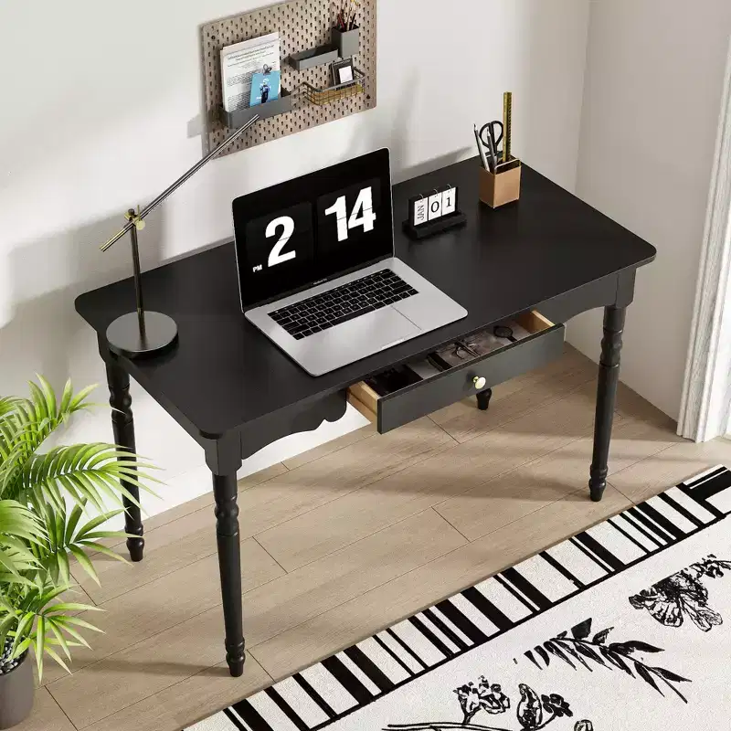 Writing Desk with Unique Drawer Design, Functional Home Office Study Table, Black