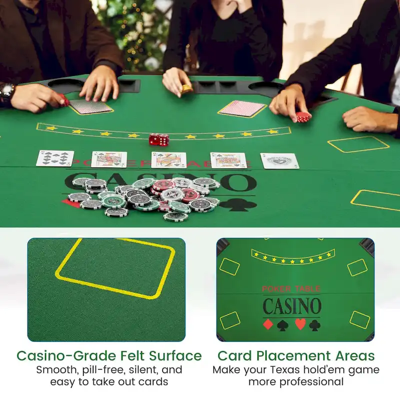 Costway 48 Poker Table Top - 8 Player Foldable Texas Holdem Poker - See Details