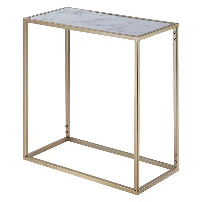 Gold Coast Faux Marble Chairside Table: Victorian Elegance, Breezy Design - Breighton Home