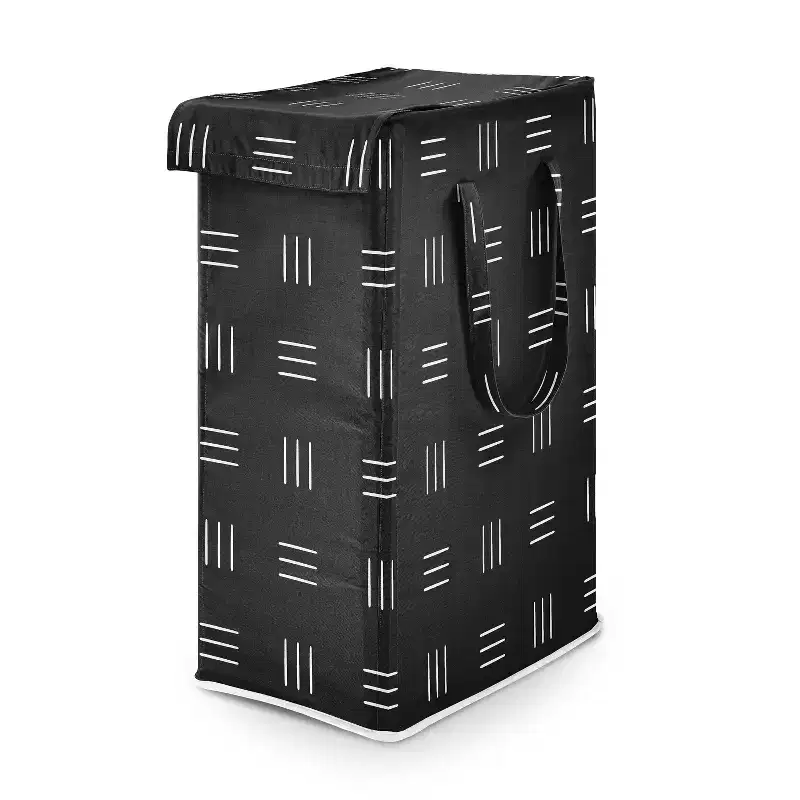 Foldable Laundry Hamper with Handles, Boho Hatch Black and White