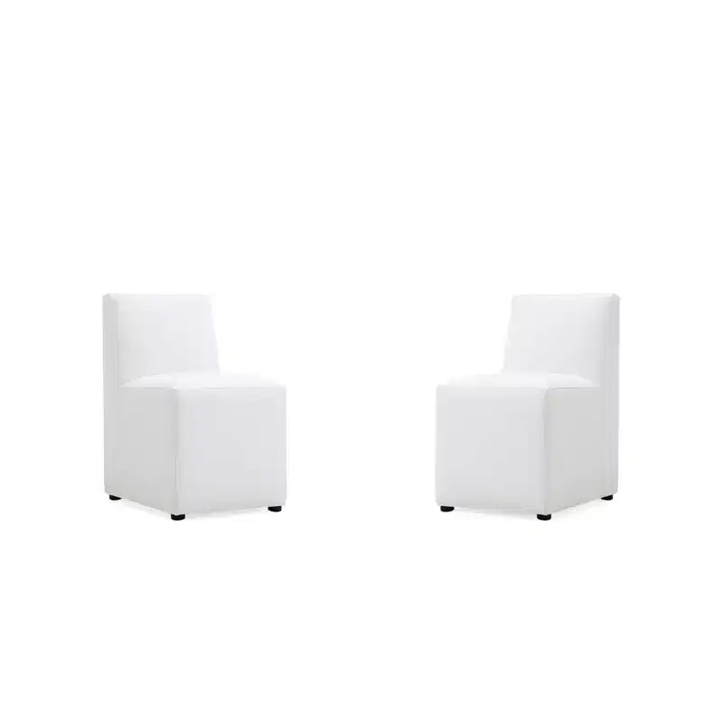 Set of 2 Anna Modern Square Faux Leather Dining Chairs