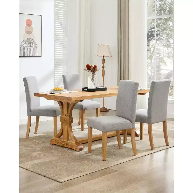 2Pcs Upholstered Dining Chairs with Wood Legs, Modern Armless Chair for Dining Room, Kitchen, Restaurant, Living Room, Weight Capacity 265lbs