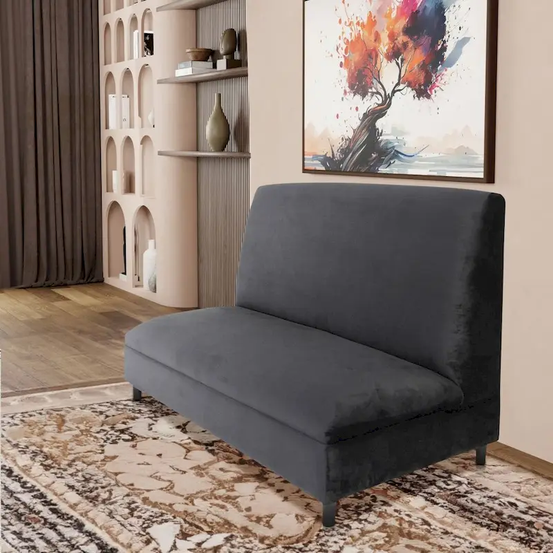 Coast to Coast Sofas Mid Century Modern Seating Booth Velvet Solid Wood Frame Upholstered