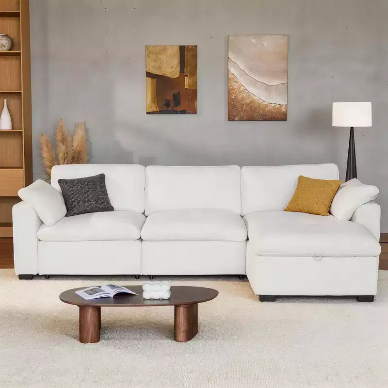 Dyonery Oversized Cloud Modular Sectional Sofa for Living Room,Comfy Couch Down-Filled Wide Deep Seat Couch,Solid Wood Frame,Tool Free Assembly