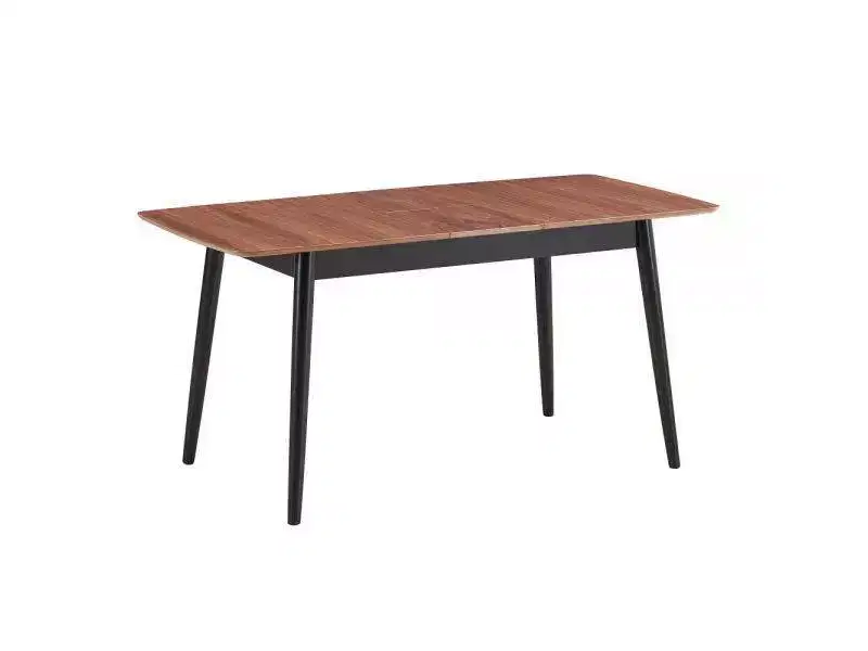 63-Inch Extension Dining Table - Natural Wood & Black, Seats 6