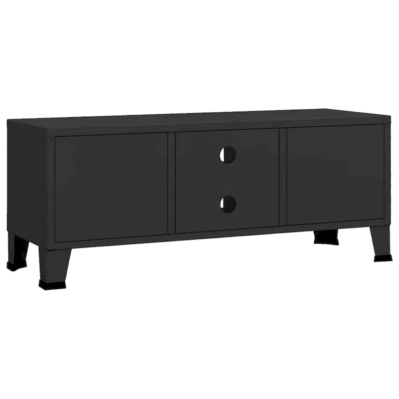 Industrial Metal TV Stand with 2 Doors and Storage Shelf - 41.3W
