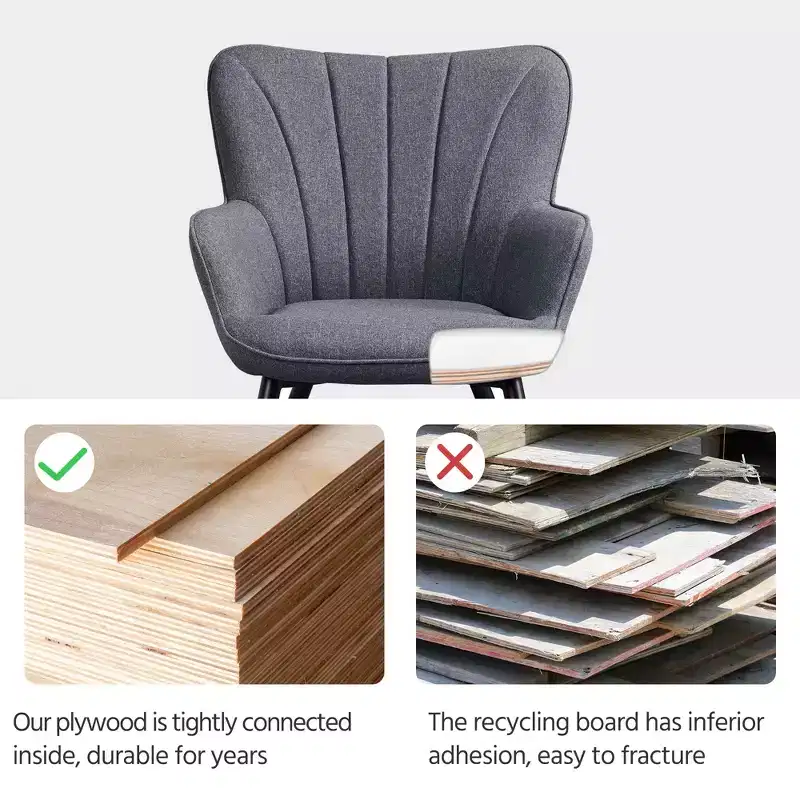 Yaheetech Set of 2 Modern Pleated Curved Back Fabric Accent Chair Living Room Dining Room Bedroom