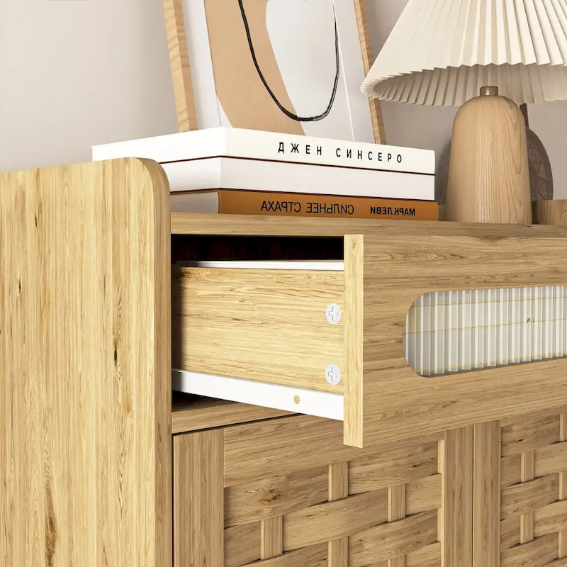 Coffee Bar Cabinet Buffet Sideboard with Drawer and Adjustable Shelf