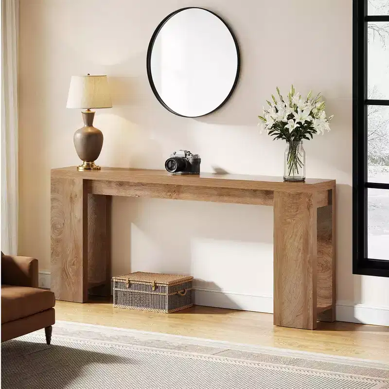 MAYEERTY Classic Farmhouse Style Console Table Thickened Board Robust Construction