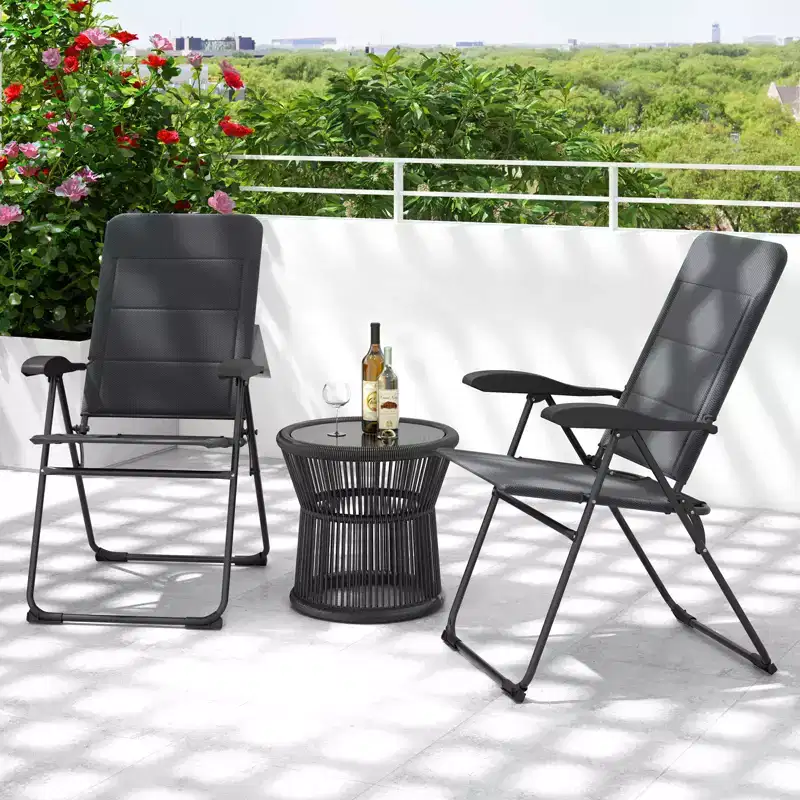 Costway 4PCS Patio Folding Chairs Back Adjustable Reclining Padded Garden Furniture