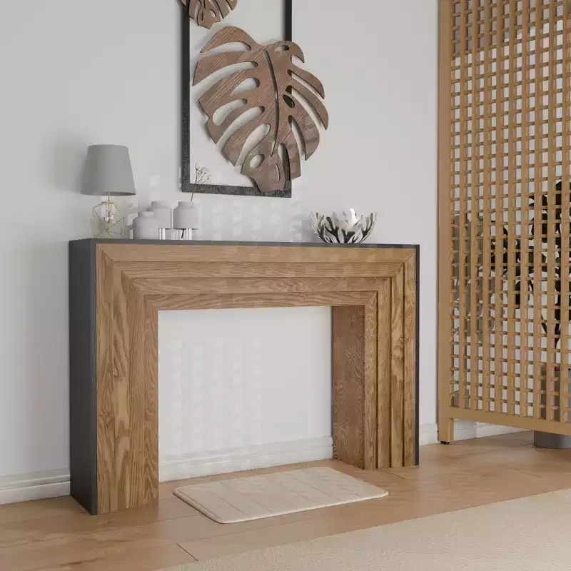 GDFStudio Blanche Modern 47 Fir Wood Rectangle Console Table