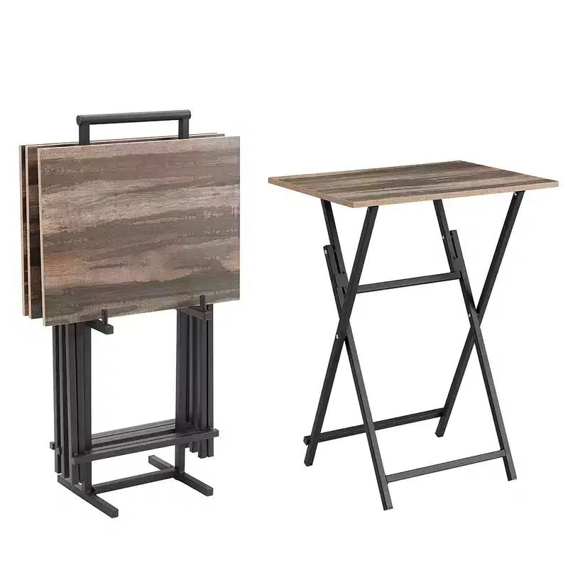 Folding TV Tray Tables, Industrial Side Table,For Small Space, Dorm Rooms, Outdoor