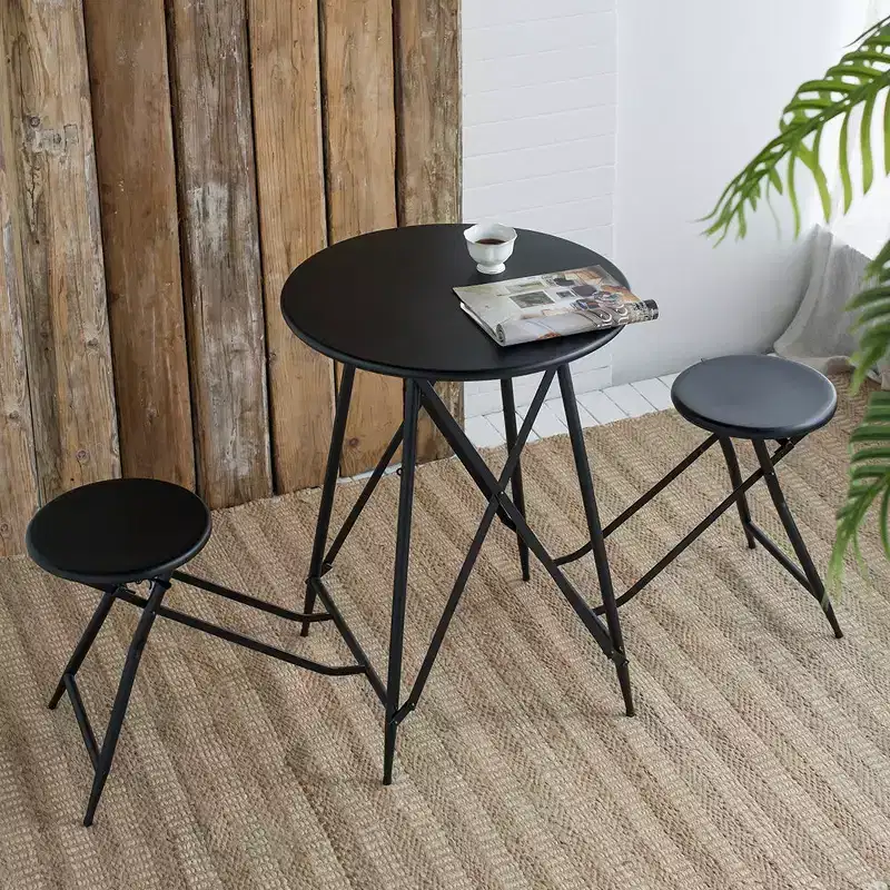 GDFStudio Roski Industrial Iron Folding Dining Set