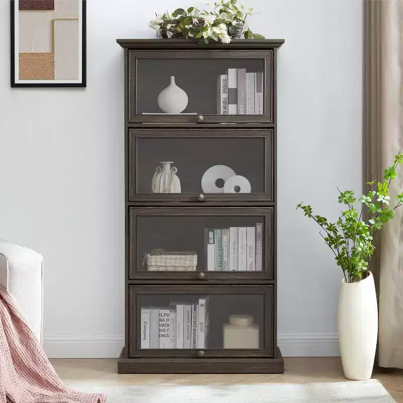 Bookshelf, Storage Shelves with 4 Shelves, Tall Bookcase for Books and CDs, Storage Organizer for Living Room, Hallway, Office