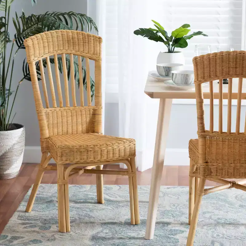 bali & pari Barito Modern Bohemian Natural Brown Rattan Dining Chair