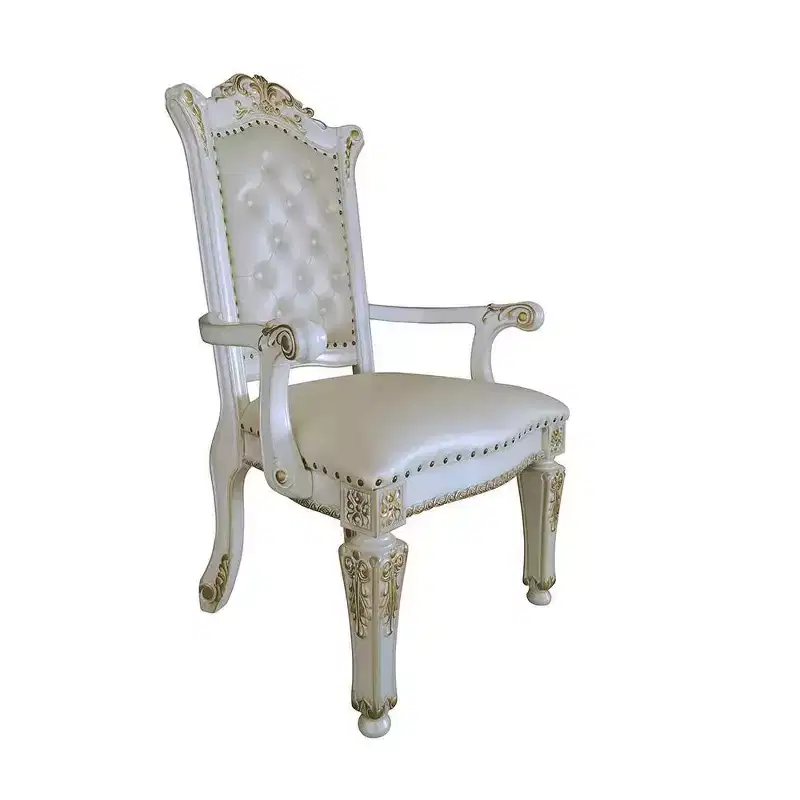Accent Chair, Synthetic Leather, Antique Pearl Finish