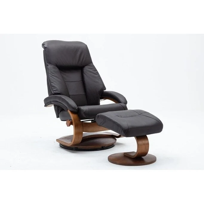 Relax-R Montreal Recliner and Ottoman Top Grain Leather