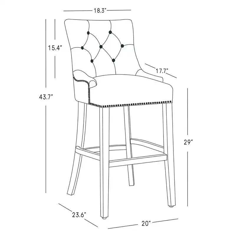 WestinTrends 29 Linen Tufted Buttons Upholstered Wingback Bar Stool (Set of 3), Brown