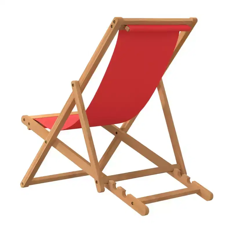 vidaXL Beach Chair Solid Teak wood, fabric Foldable Beach Chair