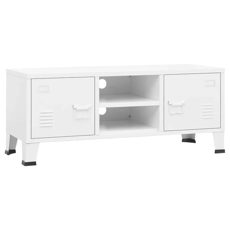 Industrial Metal TV Stand with 2 Doors and Storage Shelf - 41.3W