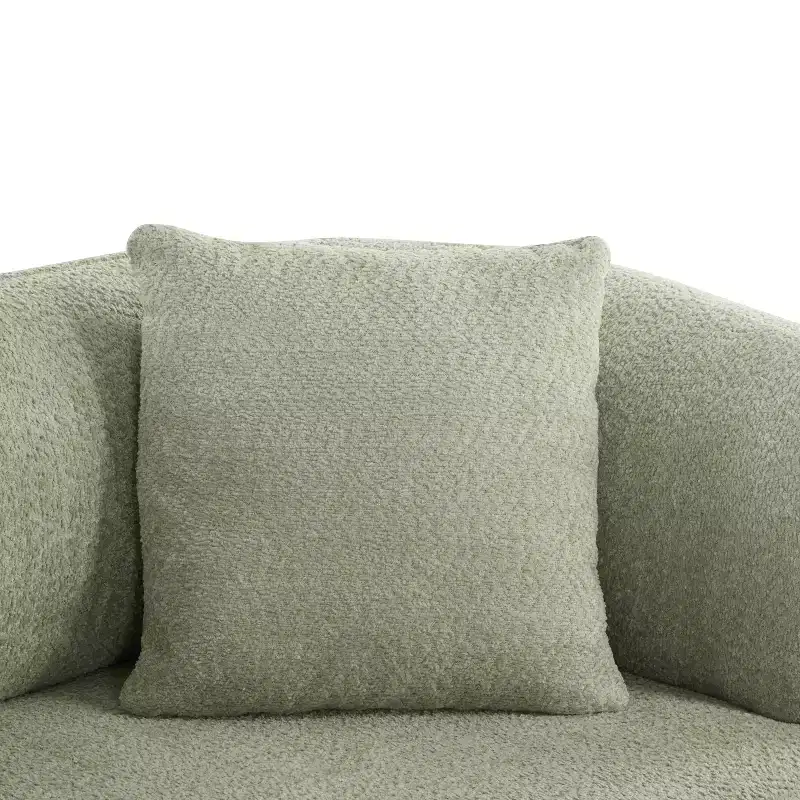 Christopher Knight Home Tadg 82 Rubberwood Boucle Upholstered 3 Seater Curved Sofa with 3 Pillows and Round Arm