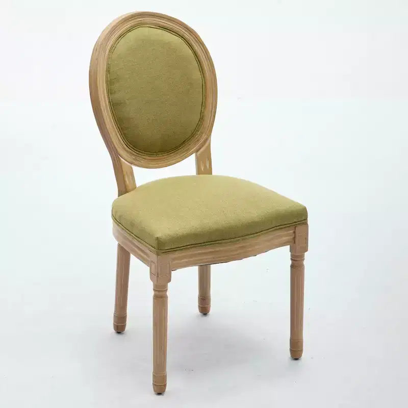 CLIHOME Set of 2 French Style Solid Wood Frame Antique Painting Linen Fabric Back Dining Chairs
