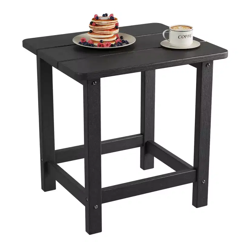 Square HDPE Outdoor Side Table - Durable Adirondack Style Patio Side Table for Beach, Porch - Weather-Resistant and Easy to Assemble