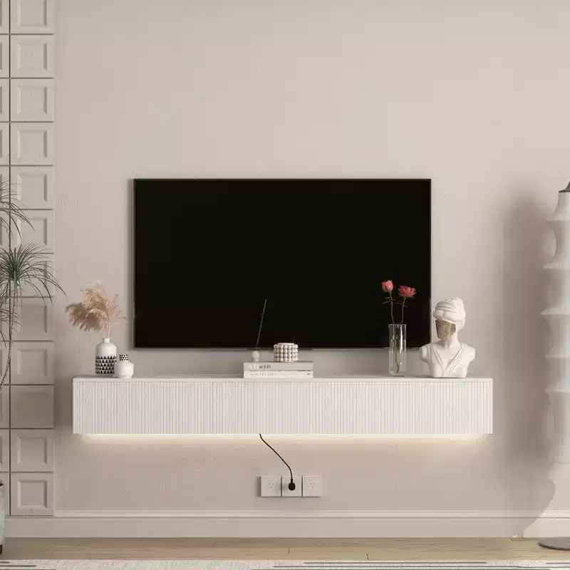 JVNOXK Floating TV Stand Wall Mounted with 16 Color LEDs,69 Modern TV Stand, Floating TV Cabinet Entertainment Center for 55 60 65 Inch TV