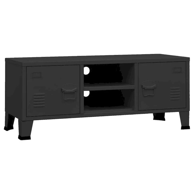 Industrial Metal TV Stand with 2 Doors and Storage Shelf - 41.3W