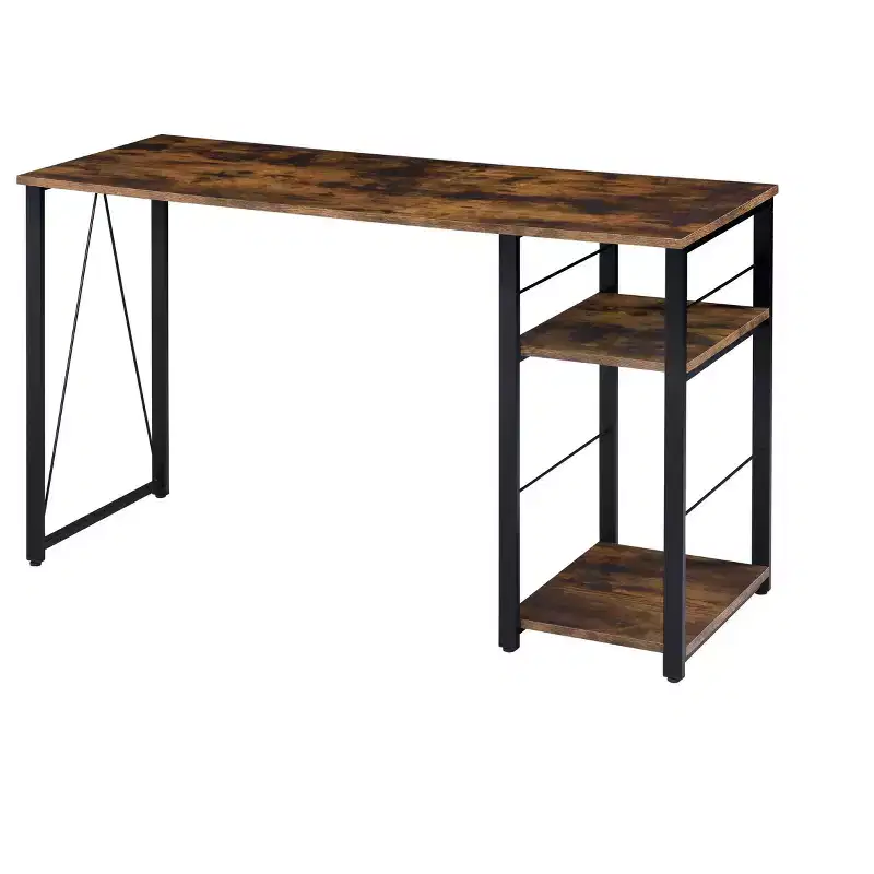 Okak 47IN Minimalism Office Desk with 2 Shelves, Standing Desk with Reinforced Metal Frame, Computer Desk for Bedroom, Living Room, Study