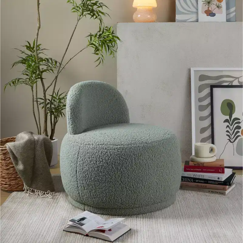 LumiSource Kimi Faux Shearling Accent Chair Green