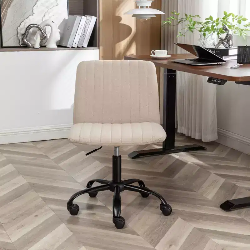 Armless Ergonomic Office Chair with Adjustable Height and Wheels, 360 Swivel for Home and Office