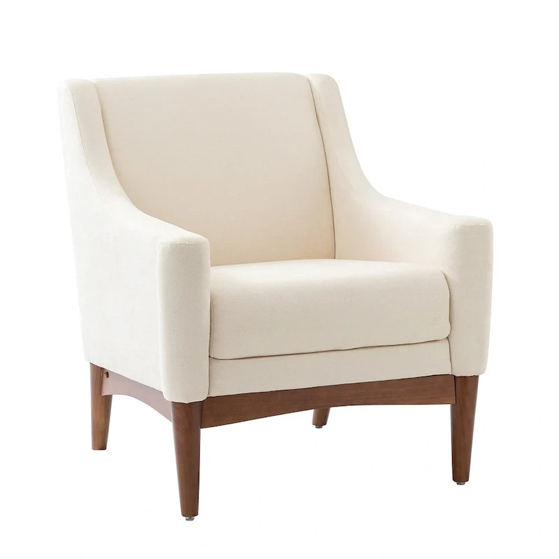 Francis Mid-century Modern Upholstered Armchair with Sloped Arms and Solid Wood Legs by HULALA HOME