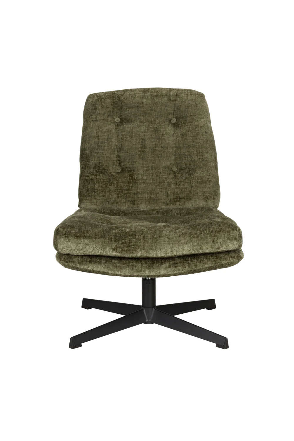 Grid-Tufted Polyester Swivel Lounge Chair with Metal Base