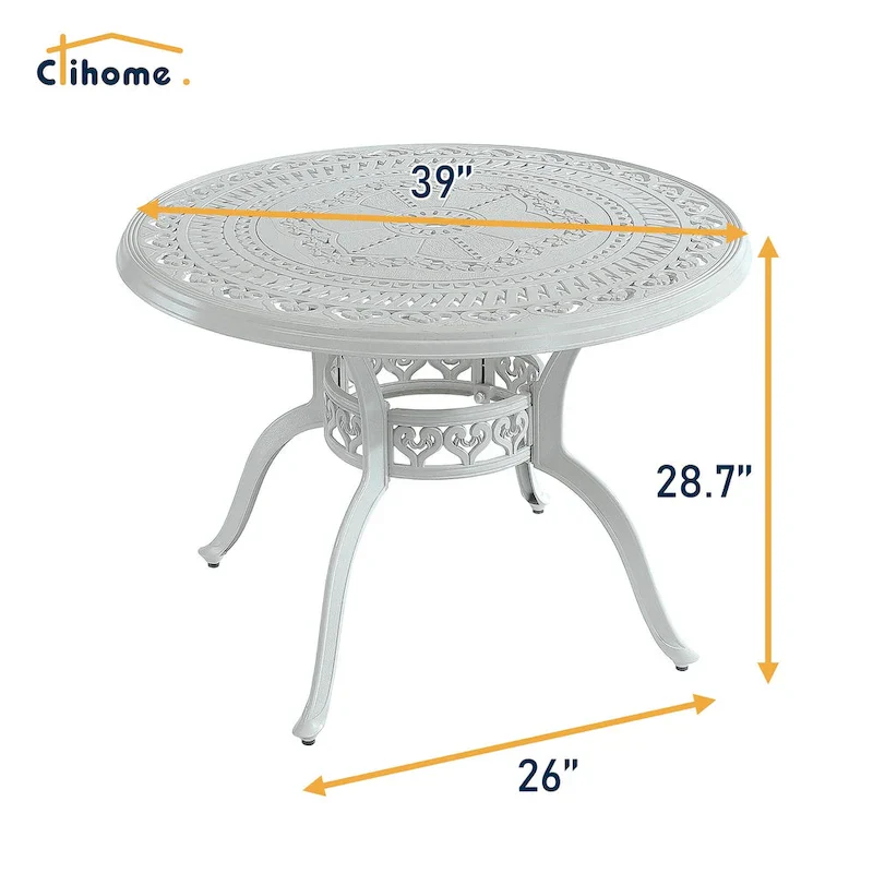 5-Piece Cast Aluminum Patio Dining Set with 4 Swivel Chair