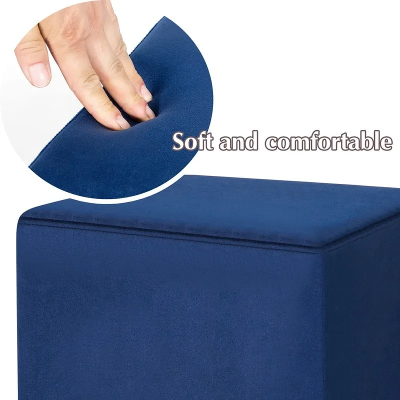 Ottoman Footrest Vanity Stool with Gold Trim