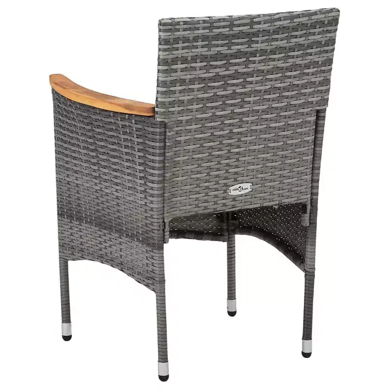 vidaXL Patio Dining Chairs 2 pcs Poly Rattan Gray