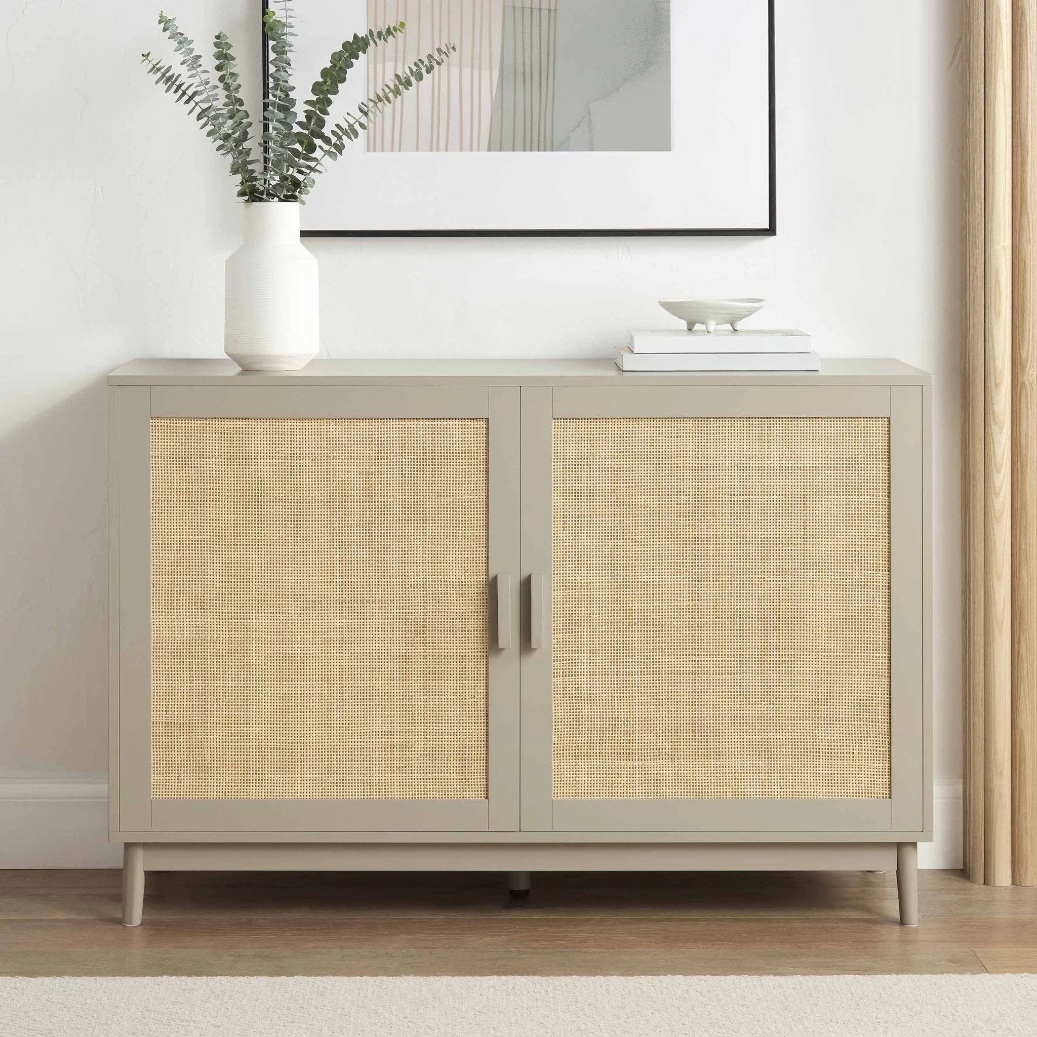 Modern Taupe Painted Sideboard with Clean Lines for Living Room