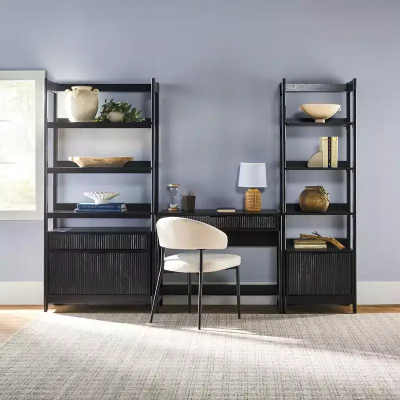 Saracina Home 3pc Transitional Desk with 1 Narrow Bookcase and 1 Wide Bookcase