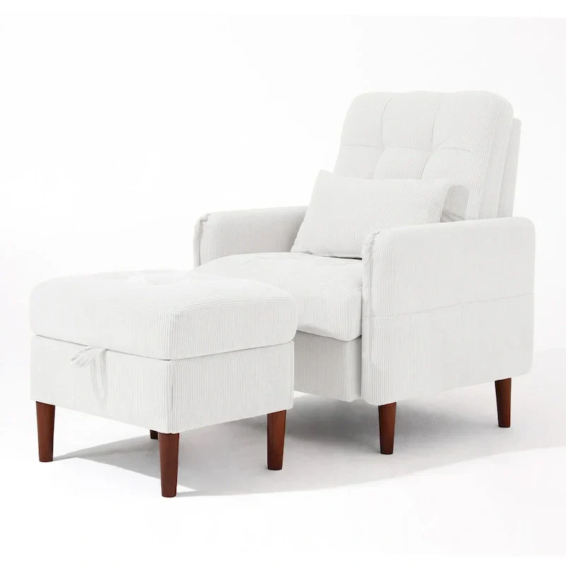 UIXE Modern Lounge Chair Accent Chair and Stroage Ottoman With Adjustable Backrest