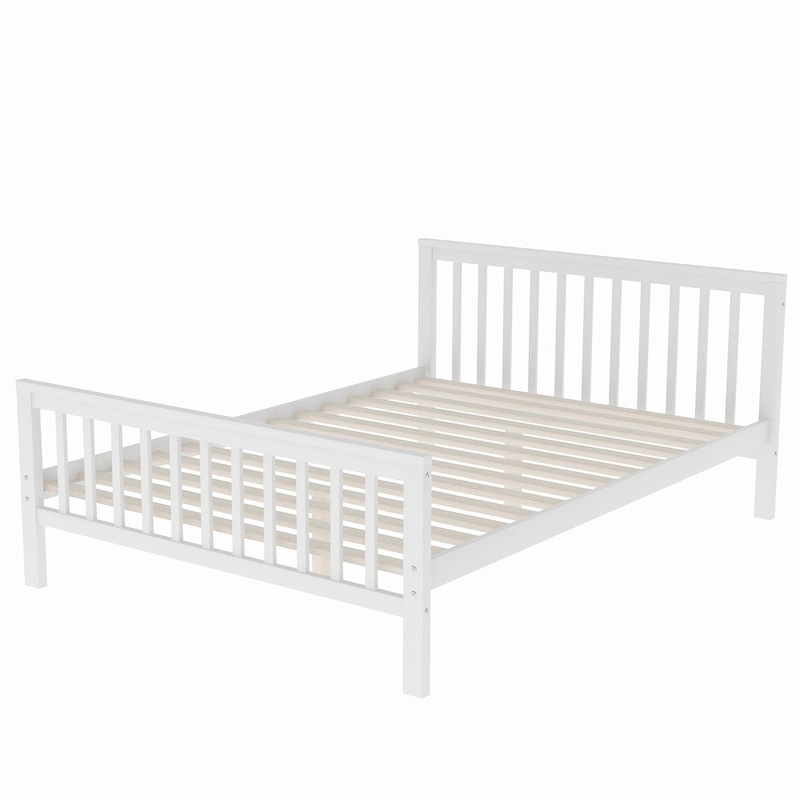 Twin Over Full Wood Loft Bed with Staircase,High Guardrails and Ladder