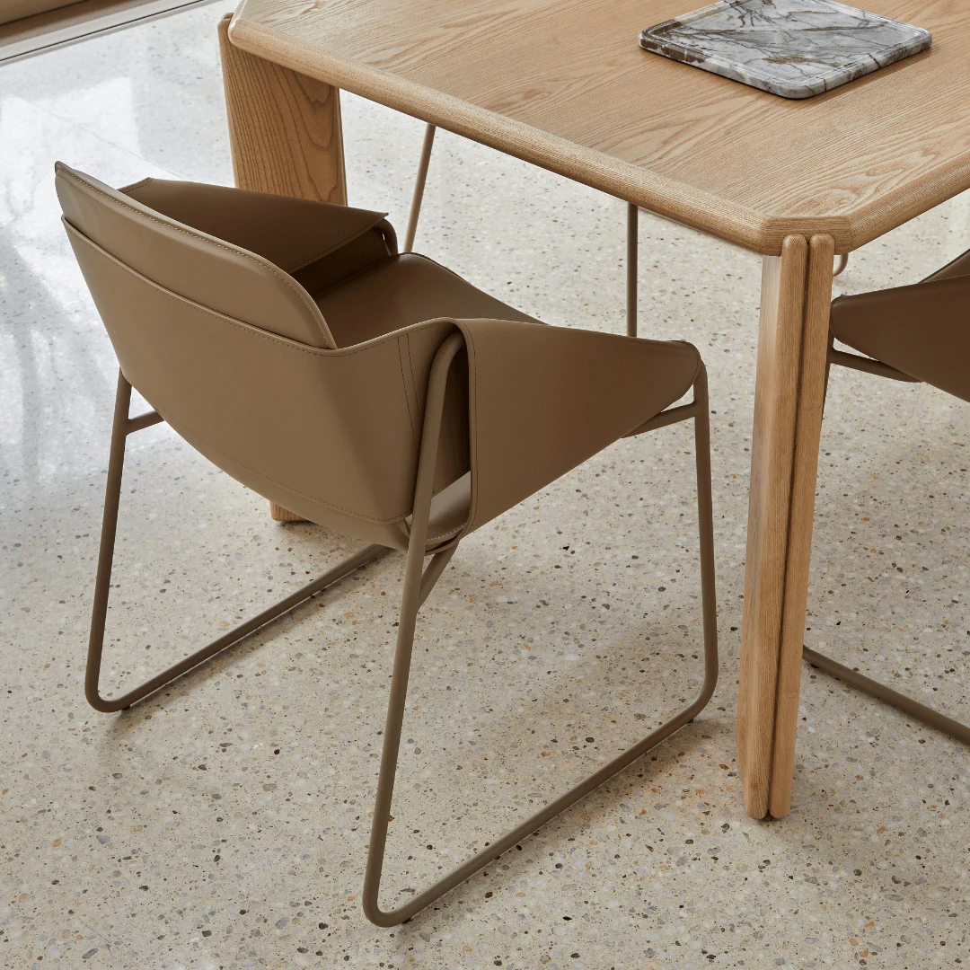 Industrial Sand Leather Dining Chair with Upholstered for Dining Room