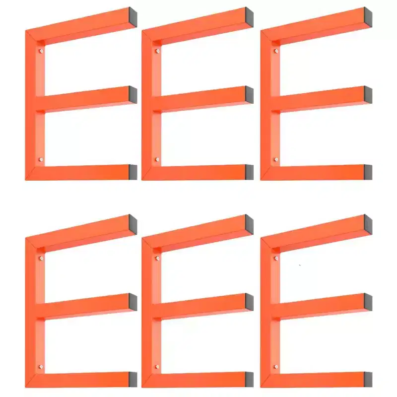 Lumber Storage Rack, Wood Organizer  Set of 6 3-Tier Wall Mount Heavy Duty Steel Shelves 1800LBS Capacity for Shed Workshop Garage Orange